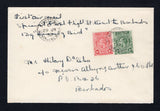 SAINT VINCENT - 1932 - FIRST FLIGHT: Cover with manuscript 'First Air Mail, Special First Flight St. Vincent to Barbados By "Humming Bird"' at top franked with 1921 ½d green and 1d red GV issue (SG 131 & 132a) tied by KINGSTOWN cds dated 29 JY 1932 with second fine strike alongside. Flown on the 'Humming Bird' first flight from Kingstown to Barbados. Addressed to BARBADOS with arrival cds dated the next day on reverse. Original 'Francis J Field - St. Vincent First and Only Official Air Mail' letter of auth