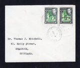 SAINT VINCENT - 1953 - CANCELLATION: Cover franked with 1949 1c green & black and 1951 4c green & black GVI issue (SG 164a & 185) tied by LAYOU cds's dated JU 1 1953. Addressed to UK.  (STV44565)