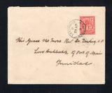 SAINT VINCENT - 1911 - DESTINATION: Cover franked with single 1909 1d carmine (SG 103) tied by KINGSTOWN cds dated JY 12 1911. Addressed to PORT OF SPAIN, TRINIDAD with arrival cds on reverse. A nice inter-island use.  (STV45200)