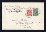 SAINT VINCENT - 1932 - FIRST FLIGHT: Cover with manuscript 'First Air Mail, Special First Flight St. Vincent to Barbados By "Humming Bird"' at top franked with 1921 ½d green and 1d red GV issue (SG 131 & 132a) tied by KINGSTOWN cds dated 29 JY 1932 with second fine strike alongside. Flown on the 'Humming Bird' first flight from Kingstown to Barbados. Addressed to BARBADOS with arrival cds dated the next day on reverse. Original 'Francis J Field - St. Vincent First and Only Official Air Mail' letter of auth
