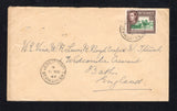 SAINT VINCENT - 1948 - CANCELLATION: Commercial cover franked with 1938 2½d green & purple brown GVI issue (SG 153a) tied by light strike of GEORGETOWN cds dated 11 MR 1949 with fine second strike alongside. Addressed to UK with G.P.O. ST. VINCENT transit cds on reverse.  (STV45714)