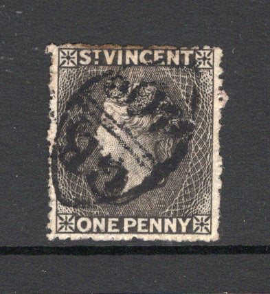 SAINT VINCENT - 1872 - CANCELLATION: 1d black QV issue, watermark 'Small Star', perf 15, a fine used copy with good strike of oval 'GB 40c' ACCOUNTANCY mark in black (used in the inland office). (SG 18)  (STV/6588)