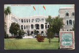 SUDAN - 1908 - TRAVELLING POST OFFICES: Colour PPC 'Khartum, Governor Palace' franked on picture side with 1902 2mgreen & brown 'Camel' issue (SG 19) tied by light strike of KHARTOUM NORTH cds dated 7. V. 1908. Addressed to SPAIN with fine strike of SHELLAL-HALFA 'S' T.P.O. NO. 2 cds on reverse.  (SUD30920)