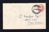 SOUTH WEST AFRICA - 1928 - POSTAL STATIONERY: 1d red on white GV postal stationery envelope of South Africa with 'South West Afrika' overprint (H&G B3a, curved flap) used with fine GIBEON cds dated 5 MAY 1928. Addressed to CAPE TOWN, SOUTH AFRICA.  (SWA44649)