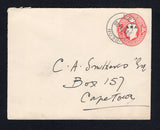 SOUTH WEST AFRICA - 1930 - POSTAL STATIONERY: 1d red on white GV postal stationery envelope of South Africa with 'S.W.A.' overprint on upper part of stamp imprint (H&G B6, pointed flap) used with fine GIBEON cds dated 18 FEB 1930. Addressed to CAPE TOWN, SOUTH AFRICA.  (SWA44655)