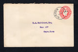 SOUTH WEST AFRICA - 1930 - POSTAL STATIONERY: 1d red on white GV postal stationery envelope of South Africa with 'S.W.A.' overprint on upper part of stamp imprint (H&G B6a, curved flap) used with fine GIBEON 'German' type cds dated 18 1 1930. Addressed to CAPE TOWN, SOUTH AFRICA.  (SWA44657)