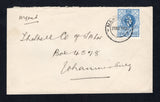 SWAZILAND - 1943 - CANCELLATION: Cover franked with single 1938 1½d light blue GVI issue (SG 30) tied by MANKAIANA cds dated 27 MAY 1943. Addressed to SOUTH AFRICA.  (SWZ45718)