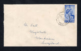 SWAZILAND - 1949 - CANCELLATION: Commercial cover franked with single 1948 1½d ultramarine GVI issue (SG 46) tied by fine MANKAIANA cds dated 18 FEB 1949. Addressed locally to the Magistrate of Mankaiana.  (SWZ45719)