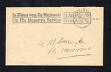 SWAZILAND - 1949 - CANCELLATION & OFFICIAL MAIL: Stampless printed 'On His Majesty's Service' official cover with fine MANKAIANA cds dated 19 APR 1949. Addressed to MBABANE.  (SWZ45721)