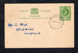 SWAZILAND - 1943 - POSTAL STATIONERY & CANCELLATION: ½d green on buff GVI postal stationery card (H&G 3) used with good strike of MANKAIANA cds dated 5 MAR 1943. Addressed to HLATIKULU with full commercial message on reverse. Card has some vertical creasing but uncommon in genuinely used condition.  (SWZ45725)