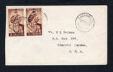 TRINIDAD & TOBAGO - 1949 - CANCELLATION: Commercial cover franked with pair 1948 3c red brown GVI issue (SG 259) tied by two strikes of GASPARILLO cds dated 14 FEB 1949 with third fine strike alongside. Addressed to USA with SAN FERNANDO transit cds on reverse.  (TRI45831)