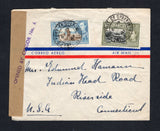 TRINIDAD & TOBAGO - 1941 - CENSORED MAIL: Airmail cover franked with 1938 6c sepia & blue and 24c black & olive green GVI issue (SG 250 & 253) tied by PORT OF SPAIN cds's dated SP 3 1941 and censored in Trinidad with plain brown censor tape at left with fine strike of 'OPENED BY CENSOR No.6' handstamp in purple. Addressed to USA.  (TRI45832)
