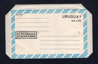 URUGUAY - 1978 - POSTAL STATIONERY: N$2.80 black & blue pictorial postal stationery aerogramme with view 'Monumento a la Carreta' on reverse. Fine unused.  (URU/10791)