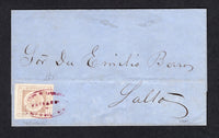 URUGUAY - 1860 - CLASSIC ISSUES & CANCELLATION: Cover franked with 1860 60c pale brown lilac 'Montevideo' SUN issue, fine impression, thick figures of value (SG 14) with four good to large margins tied by undated oval PAYSANDU cancel in purple red. Addressed to SALTA. Expertised 'A Diena' and 'Bolaffi' both signed on front of cover.  (URU/30971)