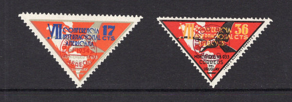 URUGUAY - 1934 - COMMEMORATIVES: 'Closure of 7th Pan-American Conference' TRIANGULAR issue, the pair fine mint. (SG 714/715)  (URU/31132)