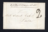 URUGUAY - 1842 - PRESTAMP & TRANSATLANTIC MAIL: Cover datelined '1842 John Gowland & Co Montevideo 12 Feb' on inside flap with large fancy '2' rate marking in black on front. Addressed to UK with LIVERPOOL & LONDON arrival cds's on reverse dated JUN 1842.  (URU43848)