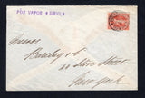 URUGUAY - 1899 - MARITIME: Cover franked with single 1897 10c vermilion (SG 187) tied by MONTEVIDEO cds dated 15 JAN 1899 with fine strike of straight line 'POR VAPOR *SIRIO*' ship marking in purple. Addressed to USA with arrival cds on reverse. The Sirio was an Italian cargo & passenger ship belonging to the Navigazione Generale Italiana which was wrecked off the coast of Spain in 1905.  (URU44939)