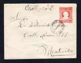 URUGUAY - 1905 - POSTAL STATIONERY & CANCELLATION: 5c red postal stationery envelope (H&G 14b) used with CORREO TALA 'H 7' cds dated 7 DIC 1905. Addressed to MONTEVIDEO with arrival cds on reverse.  (URU45797)