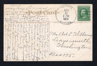 UNITED STATES OF AMERICA - 1908 - ALASKA & CANCELLATION: Colour PPC 'Taku Glacier, Taku Inlet, Alaska' franked on message side with single 1908 1c green (SG 338a) tied by fine strike of HAINES ALASKA cds dated AUG 11 1909. Addressed to WASHINGTON.  (USA/42093)