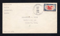 UNITED STATES OF AMERICA - 1941 - ALASKA & CANCELLATION: Cover franked with single 1938 6c carmine & ultramarine AIR issue (SG A845) tied by fine KANAKANAK ALASKA cds dated DEC 15 1941. Addressed to PORTLAND, OREGON with strip of three 1941 Christmas Seals on reverse.  (USA/42120)