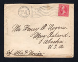 UNITED STATES OF AMERICA - 1898 - ALASKA & DESTINATION: Incoming cover with manuscript 'Sch. Abbie F Morris' (Schooner) ship endorsement on front franked with 1898 2c rose pink (SG 284c) tied by NEW BEDFORD MASS machine cancel dated OCT 21 1898. Addressed to 'Mr Henry A Rogers, Mary Island, Alaska, U.S.A.' with SEATTLE WASH TRANSIT cds on reverse. A very rare Island destination at this date. The post office on Mary Island only operated between 1892-1900 when it was permanently closed.  (USA45292)