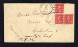 UNITED STATES OF AMERICA - 1932 - ALASKA & CANCELLATION: Cover franked with 1926 strip of three 2c carmine (SG 634) tied by two fine strikes of DEERING, ALASKA cds dared JAN 18 1932. Addressed to GERMANY with manuscript arrival notation dated 17 July 1932 over 6 months later.  (USA45295)