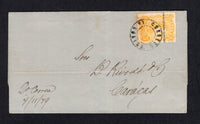 VENEZUELA - 1879 - CLASSIC ISSUES: Complete folded letter franked with single 1879 5c yellow 'Second Escuelas' issue (SG 84a) tied by undated CORREOS LA GUAIRA cds. Addressed to CARACAS endorsed '2o Correo 7/11/79' in manuscript at lower left.  (VEN/10900)