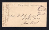 VENEZUELA - 1892 - STAMP SHORTAGE: Stampless cover with manuscript 'No hay estampillas El Admor Andres A Escobar' with fine strike of CORREOS DE VENEZUELA CARUPANO cds dated 25 OCT 1892. Addressed to USA with arrival cds on reverse. Rare. 2021 Pedro Meri certificate accompanies.  (VEN10902)