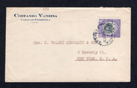 VENEZUELA - 1920 - OFFICIAL MAIL: Headed 'Costanzo Vanzina Caracas Venezuela' cover with typed 'APG' at top franked with 1912 50c black & violet 'Official' issue (SG O357) tied by CARACAS cds. Addressed to USA. No indication of official use.  (VEN/10958)