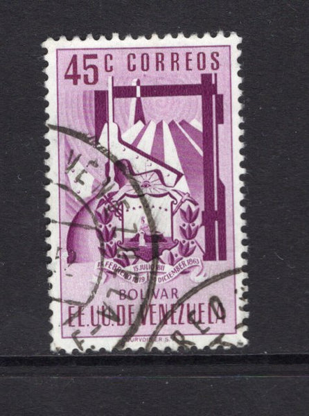 VENEZUELA - 1952 - ARMS ISSUE: 45c purple 'Arms of Bolivar' POSTAGE issue a fine cds used copy. (SG 1039)  (VEN/33179)