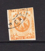 VENEZUELA - 1865 - FORGERY: ½r orange 'Eagle' issue POSTAL FORGERY (produced to defraud the Venezuelan Post Office). A fine used copy with genuine CARACAS cancel in black. (As SG 21)  (VEN/34804)