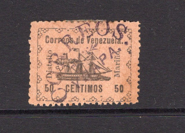 VENEZUELA - 1903 - CIVIL WAR ISSUES - MARINO: 50c black on pink 'Merino' SHIP type with CORREOS YRAPA overprint in purple. A mint copy with original gum, some slight toning at base. Rare.  (VEN/3890)