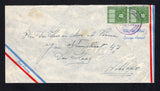 VENEZUELA - 1949 - POSTAL FISCALS & CANCELLATION: Airmail cover franked with pair 1945 40c green 'Timbre Fiscal' REVENUE issue used for postage tied by undated circular BAHIA DE LAS PIEDRAS ESD FALCON 'Arms' cancel. Addressed to HOLLAND with boxed AEROPUERT DE MAIQUETIA DTO FEDERAL transit mark dated MAY 28 1949 on reverse.  (VEN/42453)