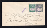 VENEZUELA - 1931 - FIRST FLIGHT: Plain cover franked with 1930 15c slate grey and 1b 20c blue green AIR issue (SG 397 & 402) tied by CIUDAD BOLIVAR 'Arms' cancel in purple with '-8 ENE 1931' datestamp alongside. Flown on the Ciudad Bolivar - Port of Spain, Trinidad first flight by Vachet with large circular 'COMPAGNE GENERALE AEROPOSTALE AEROPLACE DE CIUDAD BOLIVAR' cachet in blue on reverse. Addressed to TRINIDAD. A very rare flight only 144 covers were carried. (Muller #57, rated 1500pts)  (VEN/43058)