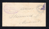 VENEZUELA - 1911 - CANCELLATION & BISECT: Cover with large oval 'LA COMPETENCE A. BRICENO & DAVILA SAN LAZARO' company cachet at top left franked with diagonally BISECTED 1911 50c deep violet & violet (SG 338) tied by SAN LAZARO cds dated 18 MAY 1911. Addressed to MARACAIBO. Cover has some light overall toning but a scarcer origination.  (VEN43852)