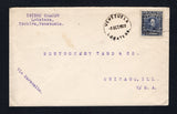 VENEZUELA - 1929 - CANCELLATION: Cover with typed 'Isidro Chacon, Lobatera, Tachira, Venezuela' return address at top franked with single 1924 50c deep blue (SG 386) tied by 'Wavy Lines' cancel with fine strike of LOBATERA cds dated 2 OCT 1929 alongside. Addressed to USA.  (VEN44942)