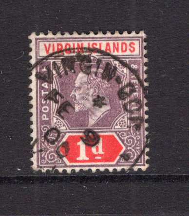 VIRGIN ISLANDS - 1904 - CANCELLATION: 1d dull purple & scarlet EVII issue used with good strike of VIRGIN-GORDA V.I. cds dated FEB 9 1908. A scarce cancel at this date. (SG 55)  (VIR/32755)