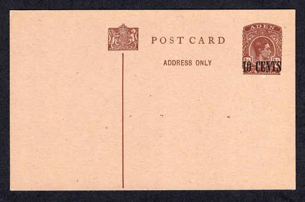 ADEN  -  1952  -  POSTAL STATIONERY: '10 CENTS' on ¾a brown on dark buff 'GVI' Postal Stationery card (H&G 3) fine unused.  (ADE/30)