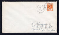 ANGUILLA - 1943 - CANCELLATION: Cover franked with Leeward Islands 1938 3d orange GVI issue (SG 107) tied by fine strike of ANGUILLA VALLEY cds dated 24 APR 1943. Addressed to USA with ST KITTS transit cds on front  and ROAD TOWN TORTOLA and CHARLOTTE AMALIE V.I. transit cds's on reverse. A fine routing via three different West Indies Islands.  (ANG/40410)