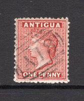 ANTIGUA - 1872 - CANCELLATION: 1d lake 'QV' issue, watermark 'Crown CC', perf 12½ a superb used copy with complete strike of 'A18' barred numeral cancel of ENGLISH HARBOUR. Scarce. (SG 13)  (ANT/24929)