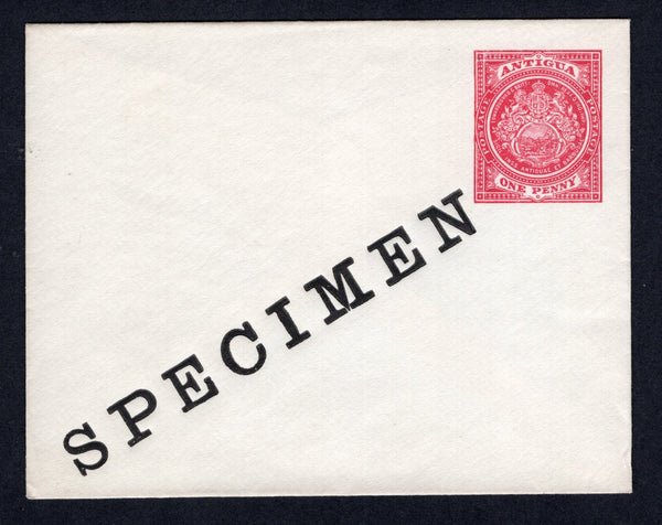 ANTIGUA - 1903 - POSTAL STATIONERY: 1d red on white postal stationery envelope (H&G B1) with large 'SPECIMEN' overprint in black.  (ANT/27362)