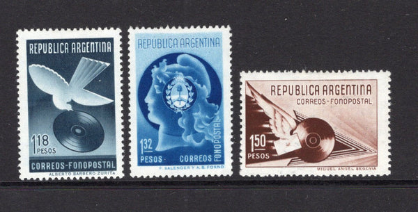ARGENTINA - 1939 - RECORDED MESSAGE ISSUE: 'Fonopostal' issue the set of three fine mint. (SG RM688/RM690)  (ARG/26706)