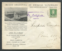 ARGENTINA - 1935 - MINISTERIAL ISSUES: Lovely illustrated 'Museo Argentino de Ciencias Naturales, Bernardino Rivadavia - Buenos Aires' cover showing the museum's new building franked with 1931 3c green 'San Martin' issue with 'M.J.I.' Ministry of Justice & Instruction overprint with serifs (SG OD49E) tied BUENOS AIRES cds dated 1935 with official 'Signature' handstamp alongside. Addressed locally within BUENOS AIRES.  (ARG/33561)
