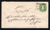 ARGENTINA - 1881 - ISLAND MAIL & POSTAL STATIONERY: 16c green 'Belgrano' postal stationery envelope (H&G B3a on wove paper) used with fine strike of boxed MARTIN GARCIA BUENOS AIRES cancel in black dated 18 JULIO 1881. Addressed to ITALY with various transit & arrival marks on reverse. A nice early strike.  (ARG/40149)