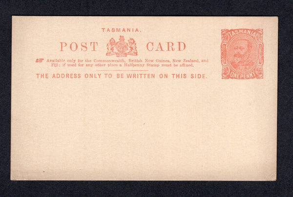 AUSTRALIAN STATES - TASMANIA  -  1904  -  POSTAL STATIONERY: 1d vermilion on buff 'EVII Portrait' Postal Stationery card (H&G 9b) fine unused.  (AUS/158)