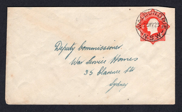 AUSTRALIA - 1923 - POSTAL STATIONERY & CANCELLATION: 2d red on white postal stationery envelope (H&G B14) used with fine WALBUNDRIE cds dated 25 MAY 1923. Addressed to SYDNEY. Scarce item in used condition.  (AUS/17732)