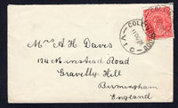 AUSTRALIA - 1926 - CANCELLATION: Cover franked with single 1924 1½d scarlet 'GV Head' issue (SG 96) tied by COLLINGWOOD VIC cds. Addressed to UK.  (AUS/17742)