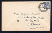 AUSTRALIA - 1938 - CANCELLATION & ISLAND MAIL: Cover franked with single 1937 3d blue GVI issue (SG 168c, Die 2) tied by fine THURSDAY ISLAND 2 cds. Addressed to USA.  (AUS/17755)