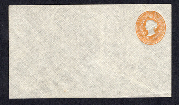 AUSTRALIAN STATES - VICTORIA  -  1890  -  POSTAL STATIONERY: 1d orange on grey cross hatch paper 'Printed Privately to Order' Postal Stationery envelope (H&G KB11) fine unused. Scarce.  (AUS/186)