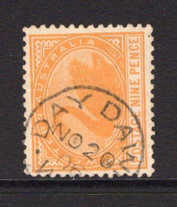 AUSTRALIAN STATES - WESTERN AUSTRALIA - 1905 - CANCELLATION: 9d orange 'Swan' issue used with good large part strike of DAY DAWN cds dated NOV 20 1906. (SG 145)  (AUS/23948)